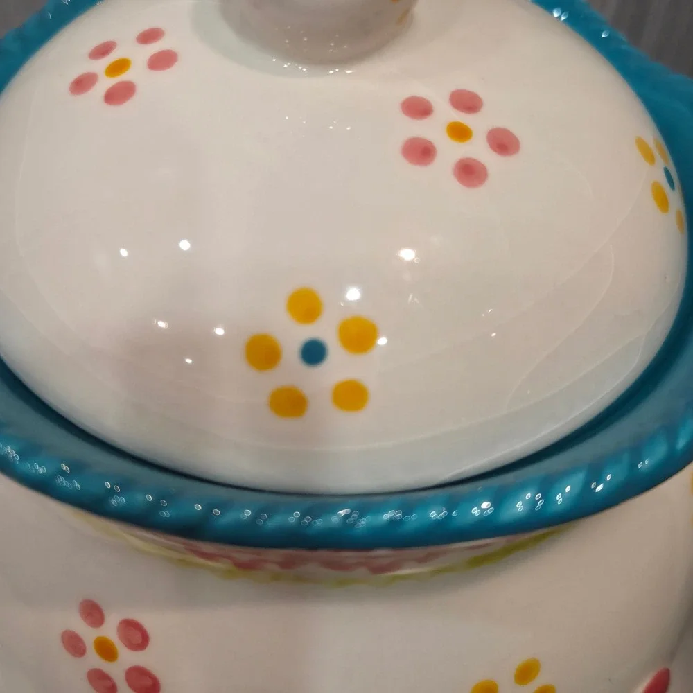 Temptations Old World Easter Bunny Cookie Jar Ceramic Canister Hand Painted